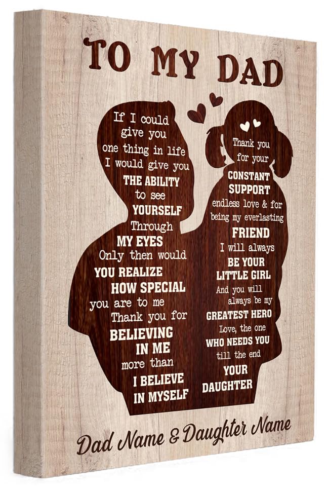 C70313 Personalized To My Dad I Will Always Be Your Little Girl Canvas, Custom Dad Canvas from Daughter with Names, Dad Name Canvas Wall Art Home Decor