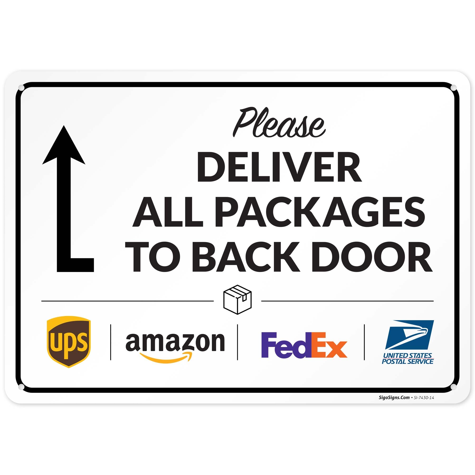 Package Delivery Sign, Delivery Instructions All Package to Back Door Sign,