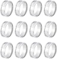 Vista 9 de UNICRAFTALE Anillo de dedo ranurado de acero inoxidable de tamaño 10 con bolsas de terciopelo para incrustaciones de anillo de joyería, anillo