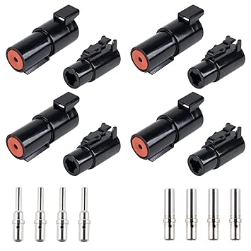 JRready ST6286 1 Pin DTHD Connector 4 Sets,IP67 Waterproof Single Terminal Connectors for Heavy-duty Applications,Contact Size 12 Crimp Wire Gauge 12-14AWG,25A