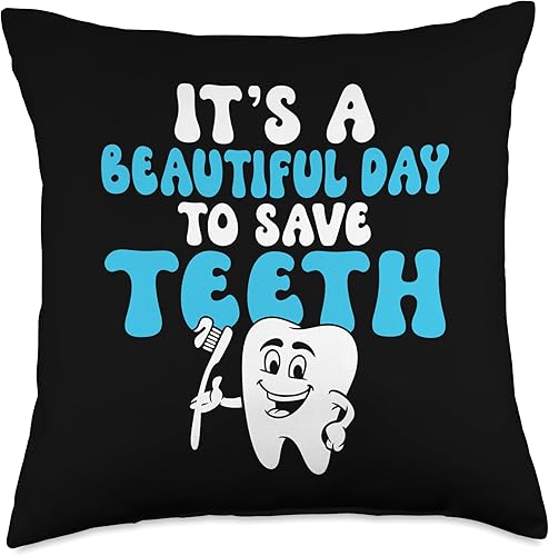 Dentist Gift & Dentistry Accessories It's a Beautiful Day to Save Teeth - Almohada para dentista, 18 x 18 pulgadas, multicolor