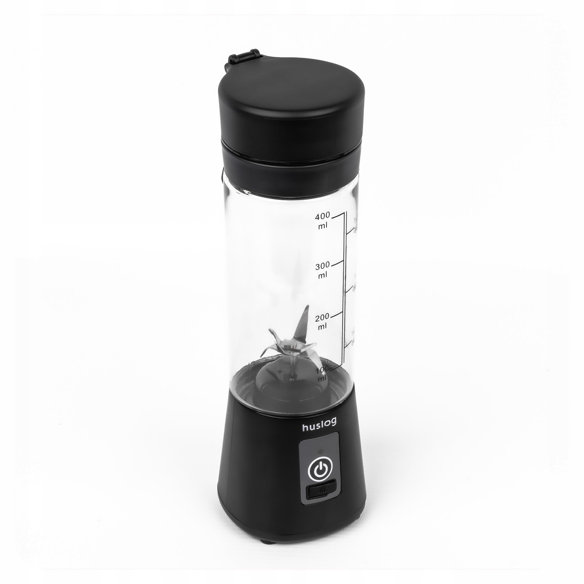 bezprzewodowy blender TO GO 180W, 6 ostrza ze stali nierdzewnej, 470ml pojemność, USB-C & USB-A ładowany, blokada bezpieczeństwa, kompaktowy z uchwytem, do smoothie, koktajli białkowych, czarny