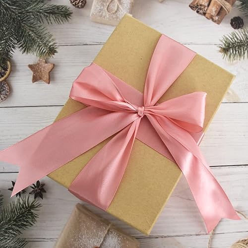 Miniatura 4 de TONIFUL Cinta de satén color oro rosa de 2 pulgadas de ancho de 2 pulgadas x 25 yardas de ancho, rollo de cintas de tela sólida para manualidades,