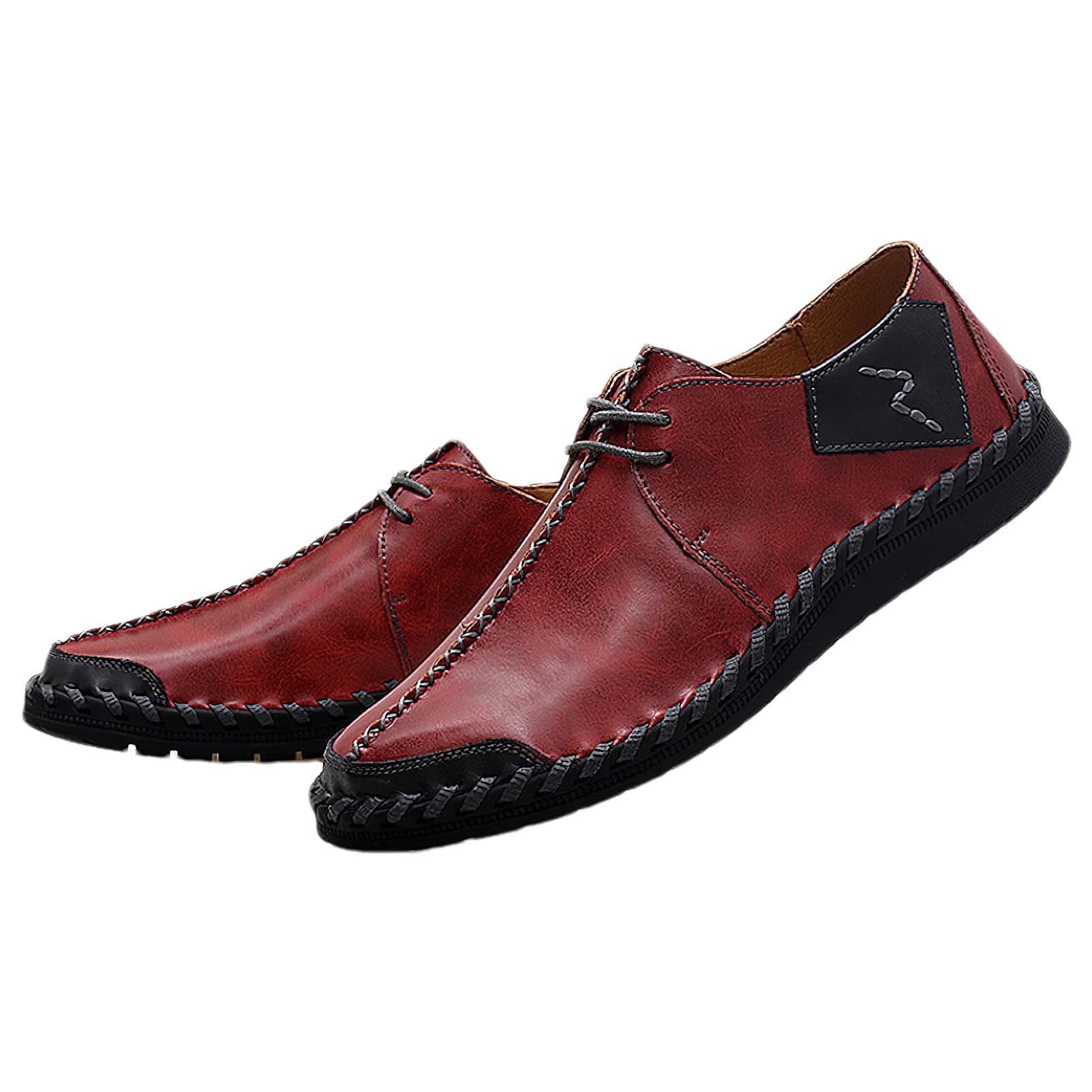 rismart Hombre Mocasine de Cuero Ponte Cosido a Mano Casual Conducción Zapatos de Entrenamiento