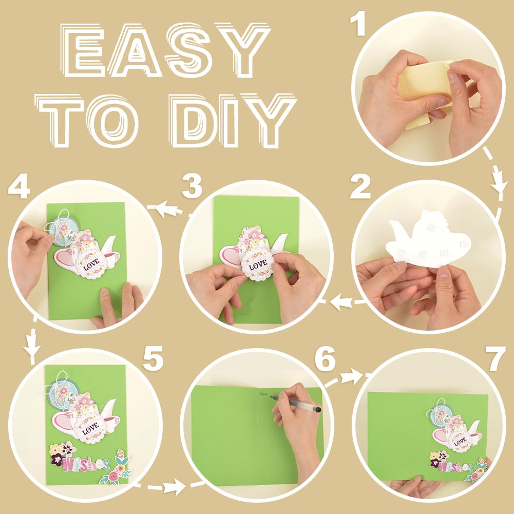 AHANDMAKER Kits de fabricación de tarjetas de papel, 15 tarjetas de felicitación en blanco y sobres, tarjetas de felicitación coloridas para cumpleaños, bodas, profesores, padres, Navidad, regalos