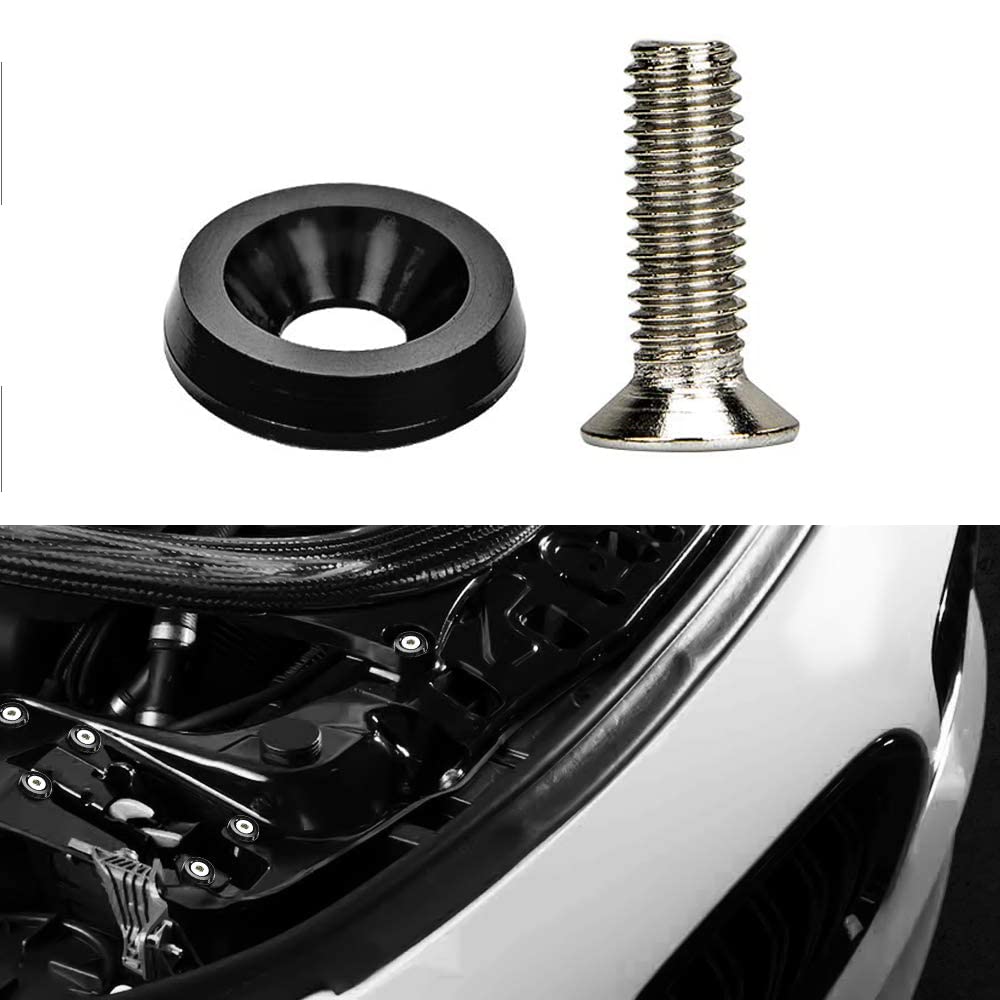 Kit de tornillo de arandela de parachoques, TOTMOX 20 piezas de acero inoxidable, aluminio, retrofit, tornillo M6, kit de tornillo de arandela de parachoques, kit de cubierta del motor, rojo