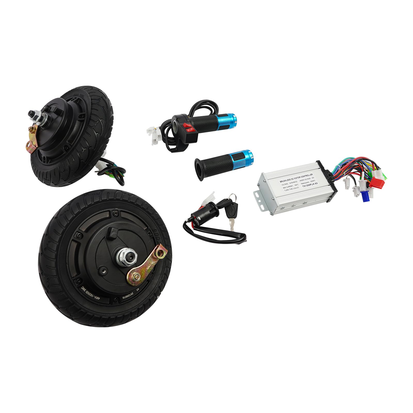 Motor de rueda de 8 pulgadas, kit de conversión de motor de 350W, kit de conversión de motor con marcha atrás, kit de conversión de motor eléctrico de CC de 24/36/48V, 740 rpm, interruptor de 3