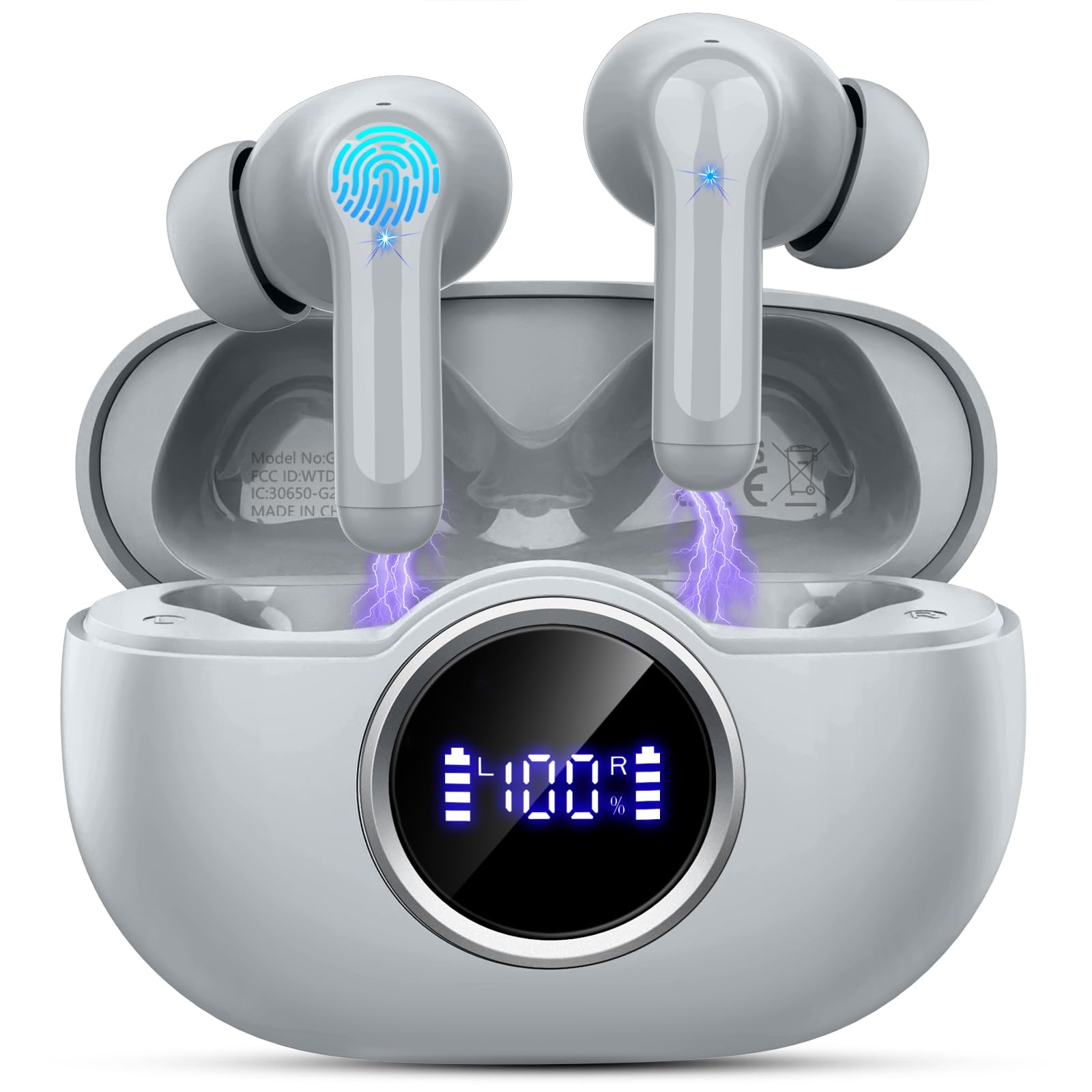Auriculares Inalámbricos Bluetooth 5.4, Cascos Inalámbricos HiFi Estéreo | 4 ENC Reducción de Ruido Micrófono, 36H Auriculares Bluetooth, Pantalla LED, USB-C, Control Táctil, IP7 Impermeable Audifonos