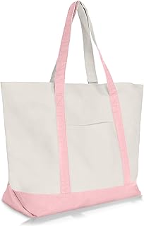 DALIX 22" Heavy Duty Cotton Canvas Tote Bag (Zippered)