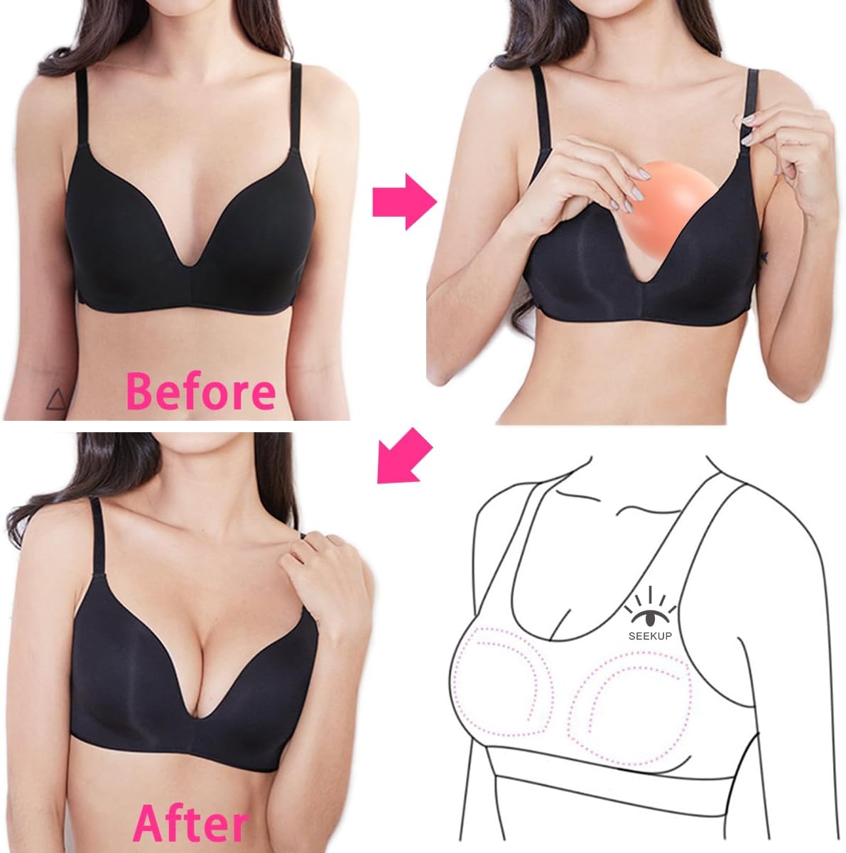 Women Silicone Bra Pads Inserts Breast Enhancer Bust Push up Pads Swimsuit Enhancement M, L, XL - Image 3