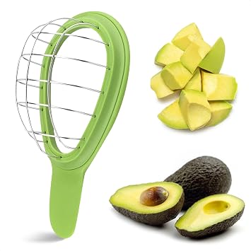 Avocado Cuber Tool, Avocado Dicer, Cutter, Slicer, Ergonomic Handle | Stainless Steel & Plastic, 3.2 x 6.3 In - Cubes Ripe Fruit for Salads, Guacamole, and Smoothies, Easy to Use, Easy to Clean