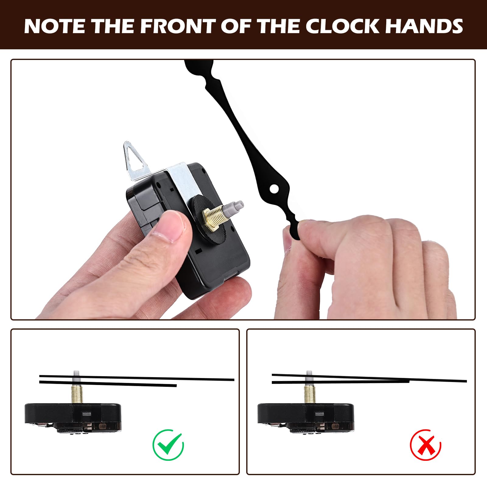 Vegena 6 pezzi di movimento per orologio da parete, set di movimento silenzioso, movimento con lancette, coppia alta, movimento a onda lunga, meccanismo di movimento al quarzo, con 10 set di lancette