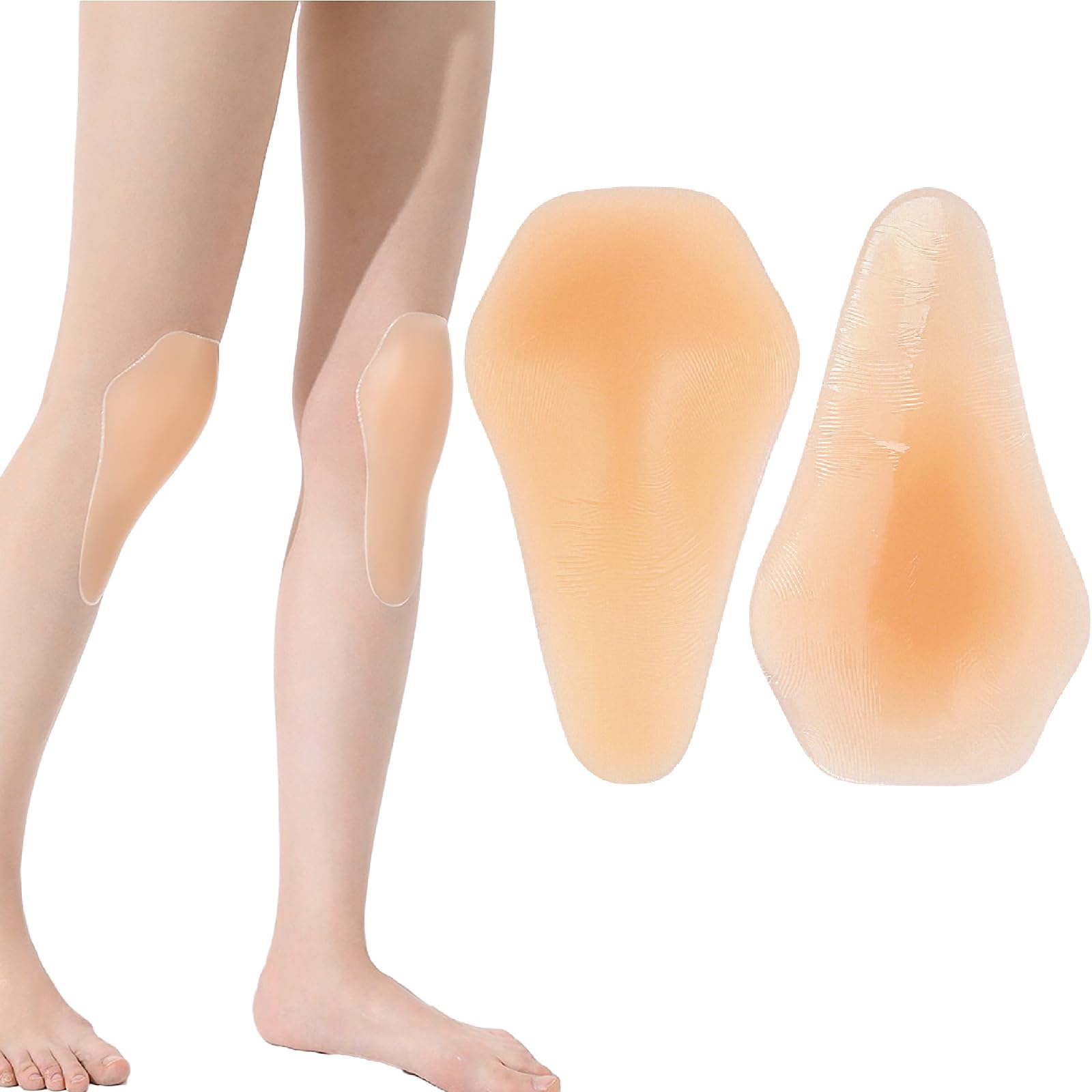 POMAMZ Silicone Knee Pads,Adhesive Knee Brace KneePad for Skiing Skating,Snowboarding,Ateboarding,Roller Skating,Rollerblading,Dancing,Unisex,Skin,L