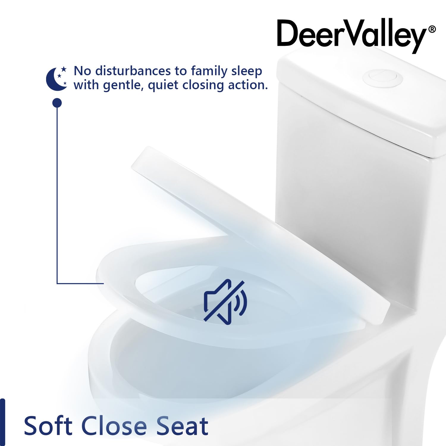 DeerValley Toilettes compactes monobloc, 30,5 cm, avec siège à fermeture douce, bouton blanc, idéal pour les petits espaces de salle de bain