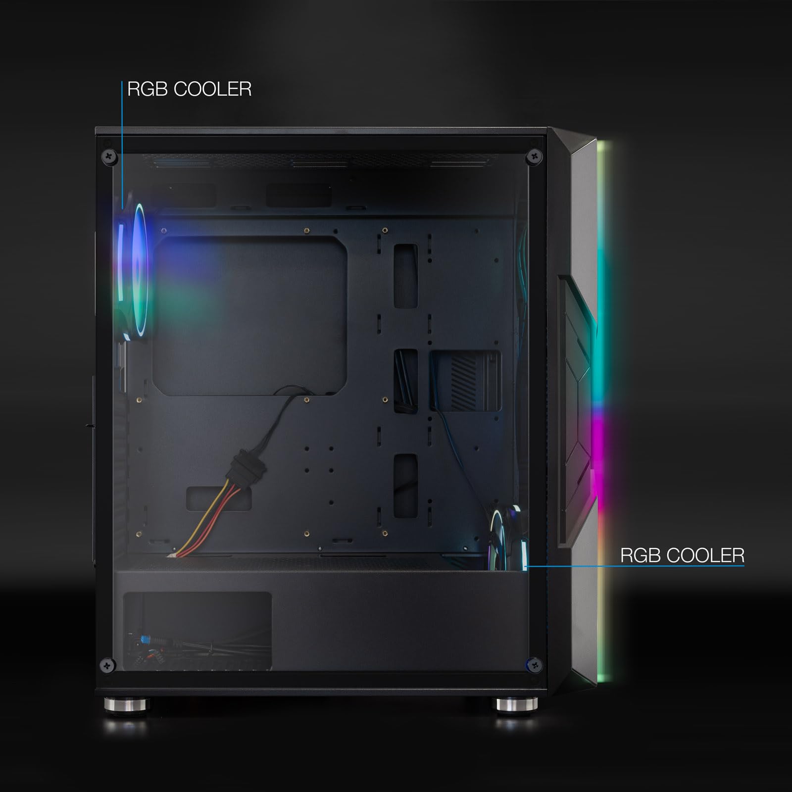 TOOQ TQGCC103-B - “NIGHTCITY” Caja Semitorre Gaming EATX/ATX/Micro-ATX/Mini-ITX, Cristal Templado, Panel Frontal con LED ARGB, Color Negro