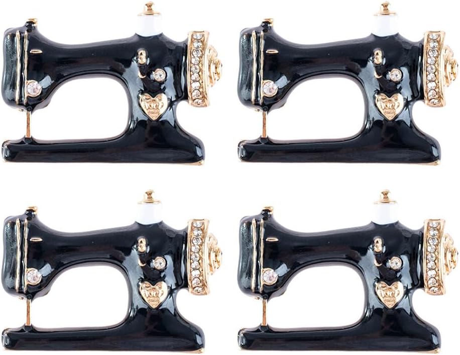 Amosfun 4pcs Sewing Machine Brooch: Enamel Sewing Machine Brooch Pin for Women Girl, Vintage Sweater Shawl Pin Costume Accessory