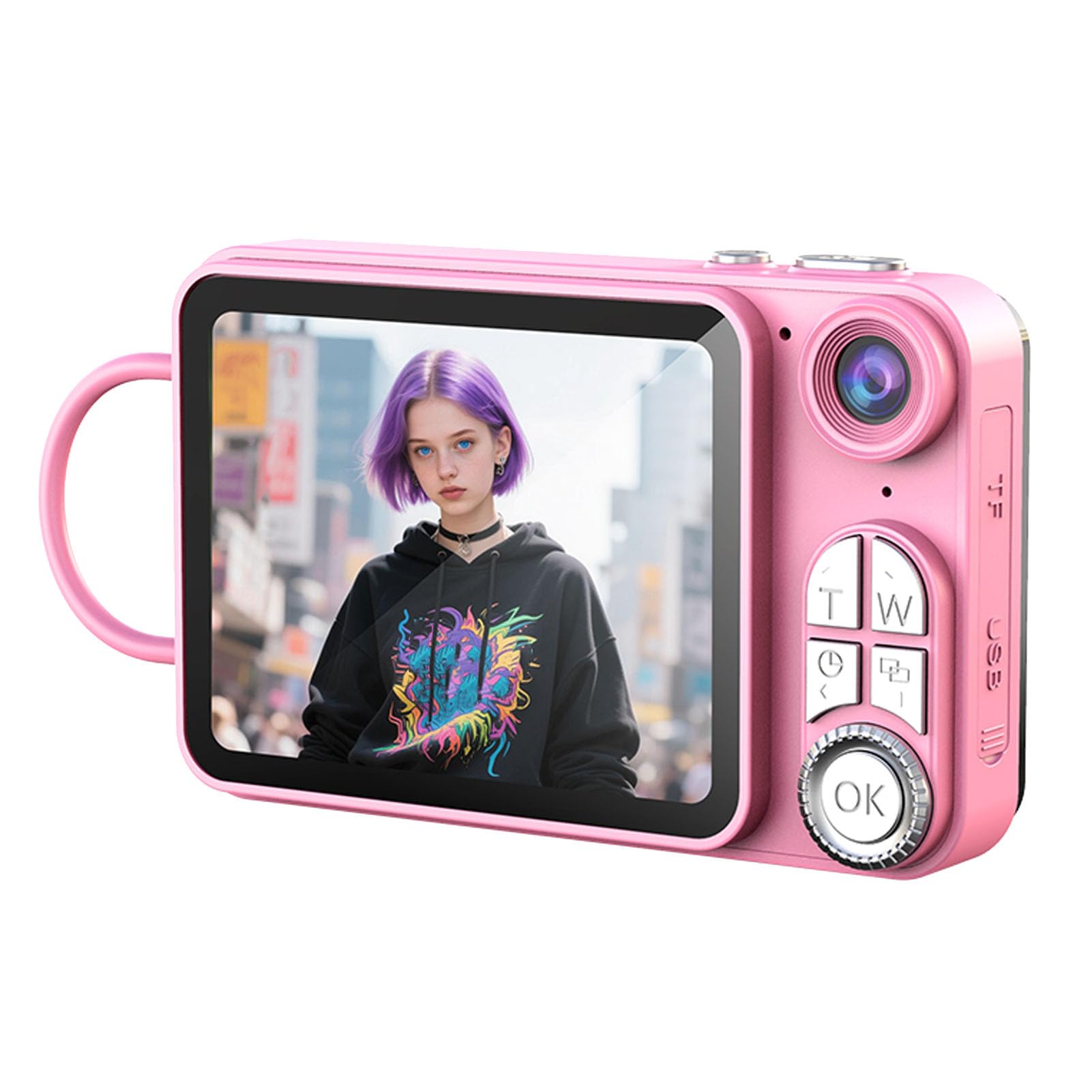 4K Digital Camera, 48MP Vlogging Camera with Auto Focus 18X Digital Zoom Anti Shake Electronic Stabilization 2.8 Inch Screen, for Graduation Selfies (Pink)-image-46