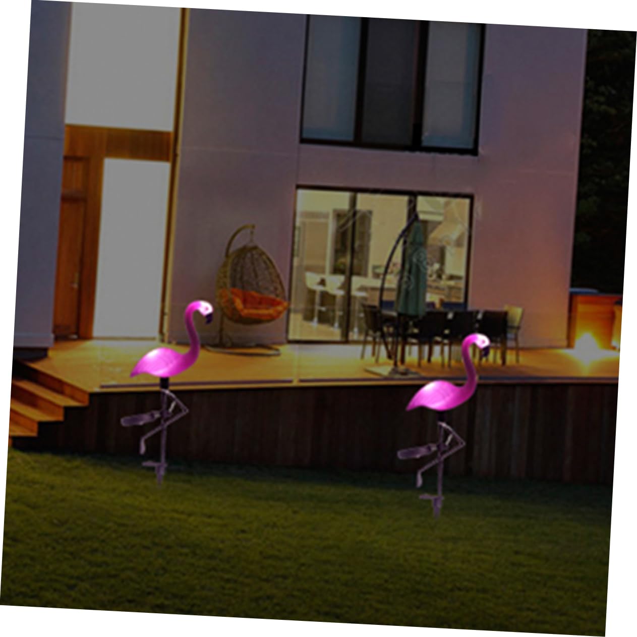 2pezzi Luce Giardino Energia Solare Lampada Solare Esterno Led Faretto Da Terra Luce Da Prato Motivo Fenicottero Accensione Automatica Notte