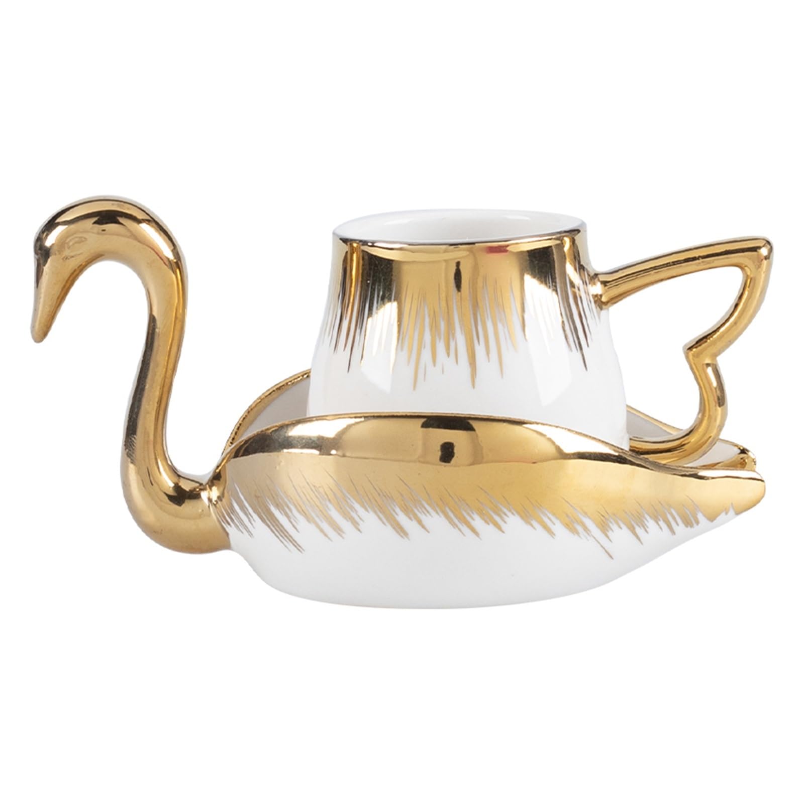 Tazze Caffe Tazza in Ceramica di Lusso con piattino a Forma di Tazza da caffè e piattino for tè pomeridiano, Set di stoviglie Creative for la casa(Black)
