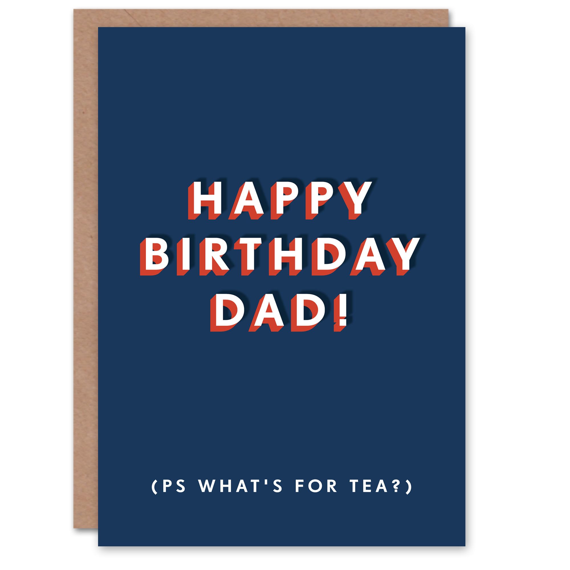 Artery8 PS What's For Tea Modern Funny Cheeky For Him Dad Father Birthday Card