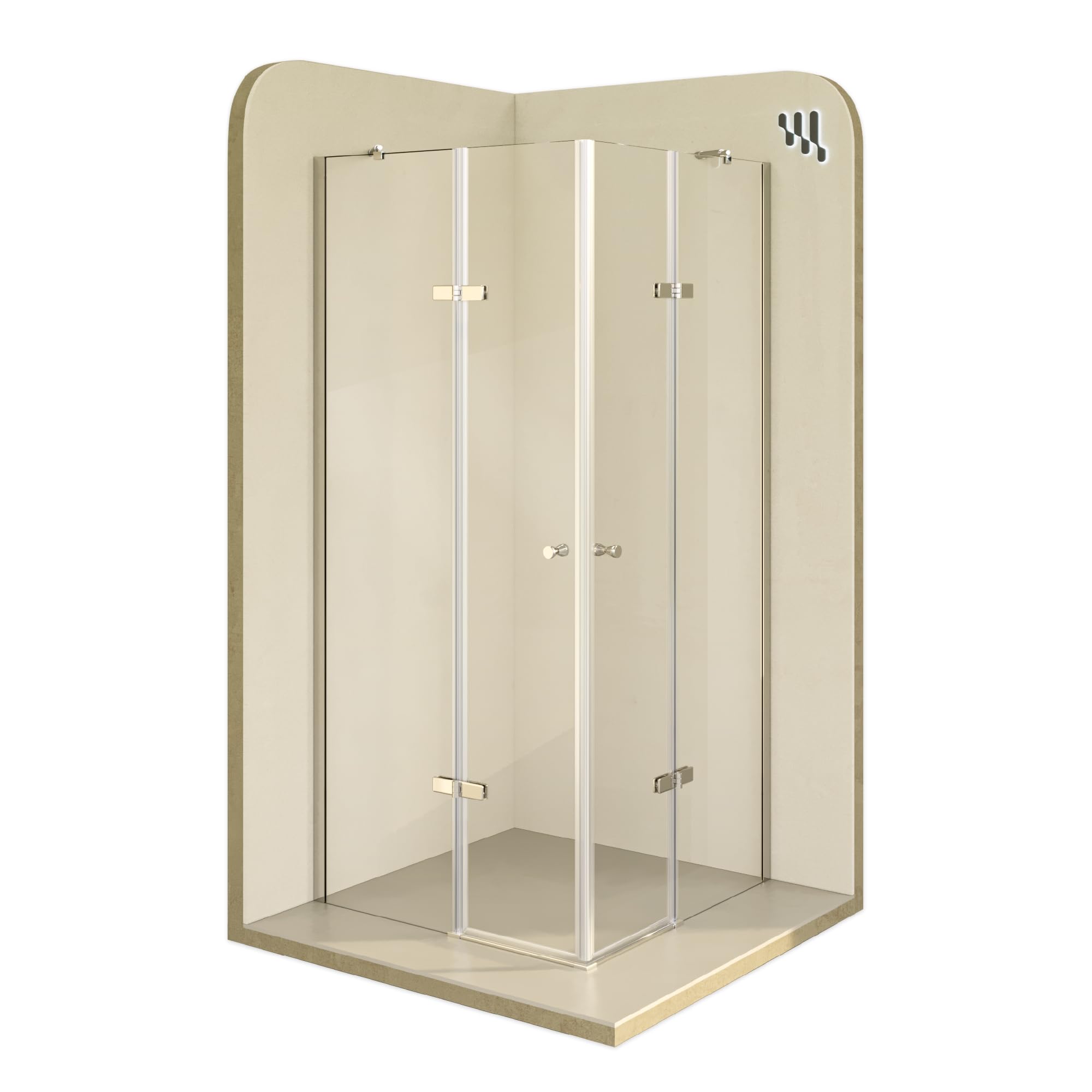 Mampara de Ducha Alice 80x110x190cm|REVERSIBLE|Puertas Abatibles, Ajuste 79,3-81,3x109,3-111,3cm|Perfil cromado, Cristal templado transparente 6mm