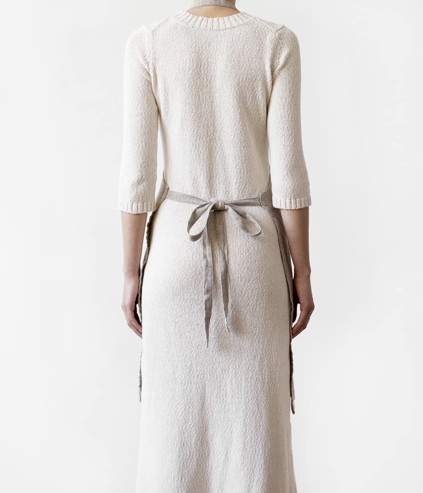 My Linen Home | lniany fartuch | 100% sprany len | fartuch damski | fartuch kuchenny z dwoma kieszeniami | fartuch do grillowania | regulowany rozmiar | lniany fartuch, naturalny
