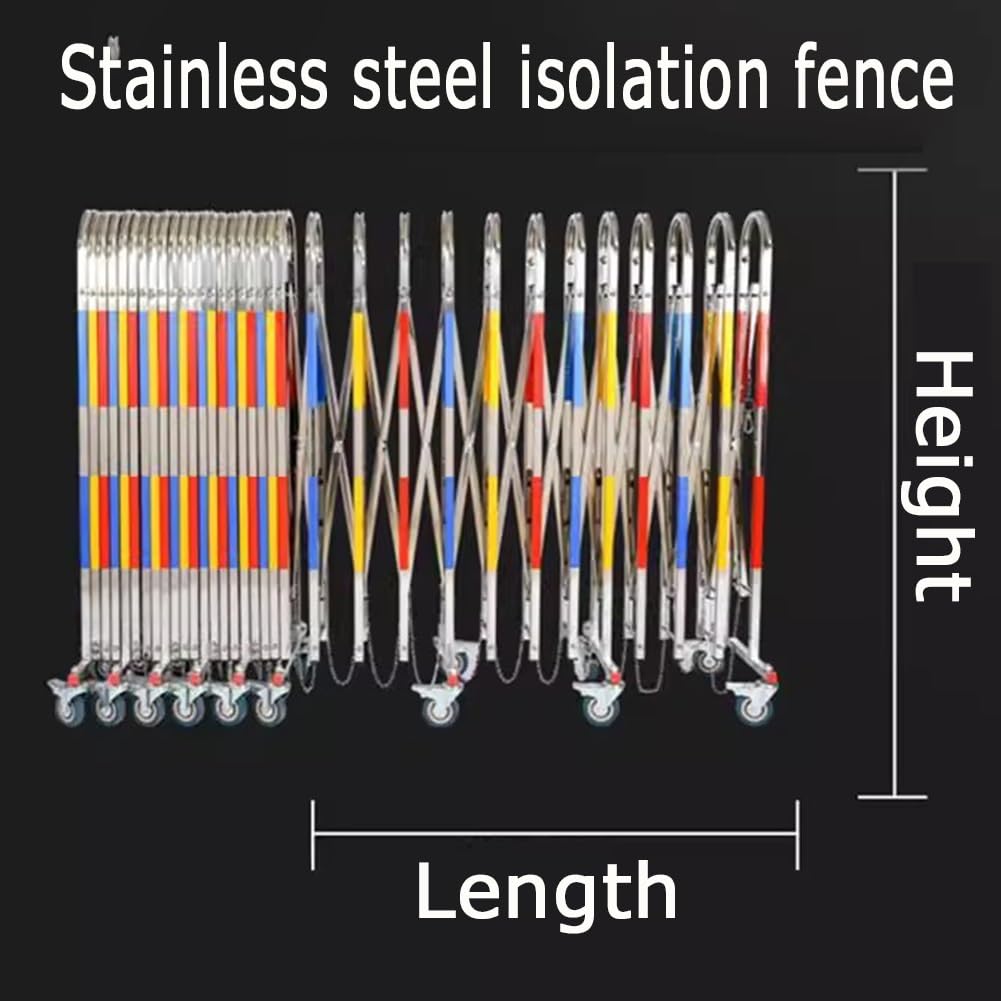 Valla de tráfico retráctil de metal extensible (1,1 x 7 m) para uso industrial, control de acceso, seguridad para eventos, tráfico