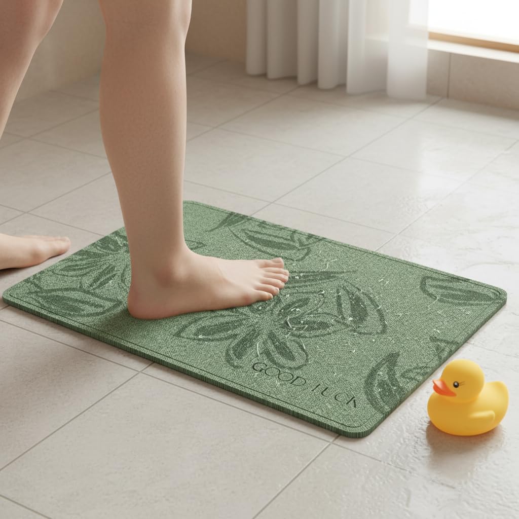 Tappeto Bagno Asciugatura Antiscivolo, 穆清, 60x90cm | Tessuto, design floreale, tessitura stereo, lavabile a mano, assorbimento acustico, per il bagno, per pavimento
