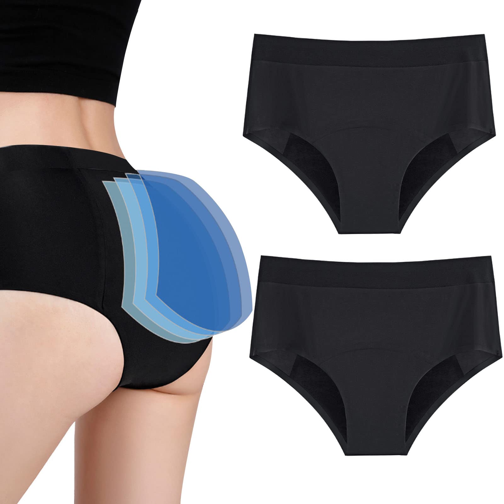 Bragas para el período Menstrual, Paquete de 2 Ropa Interior para Mujer, Calzoncillos de algodón a Prueba de Fugas, Calzoncillos para incontinencia urinaria, Lavables, Reutilizables para Mujeres,