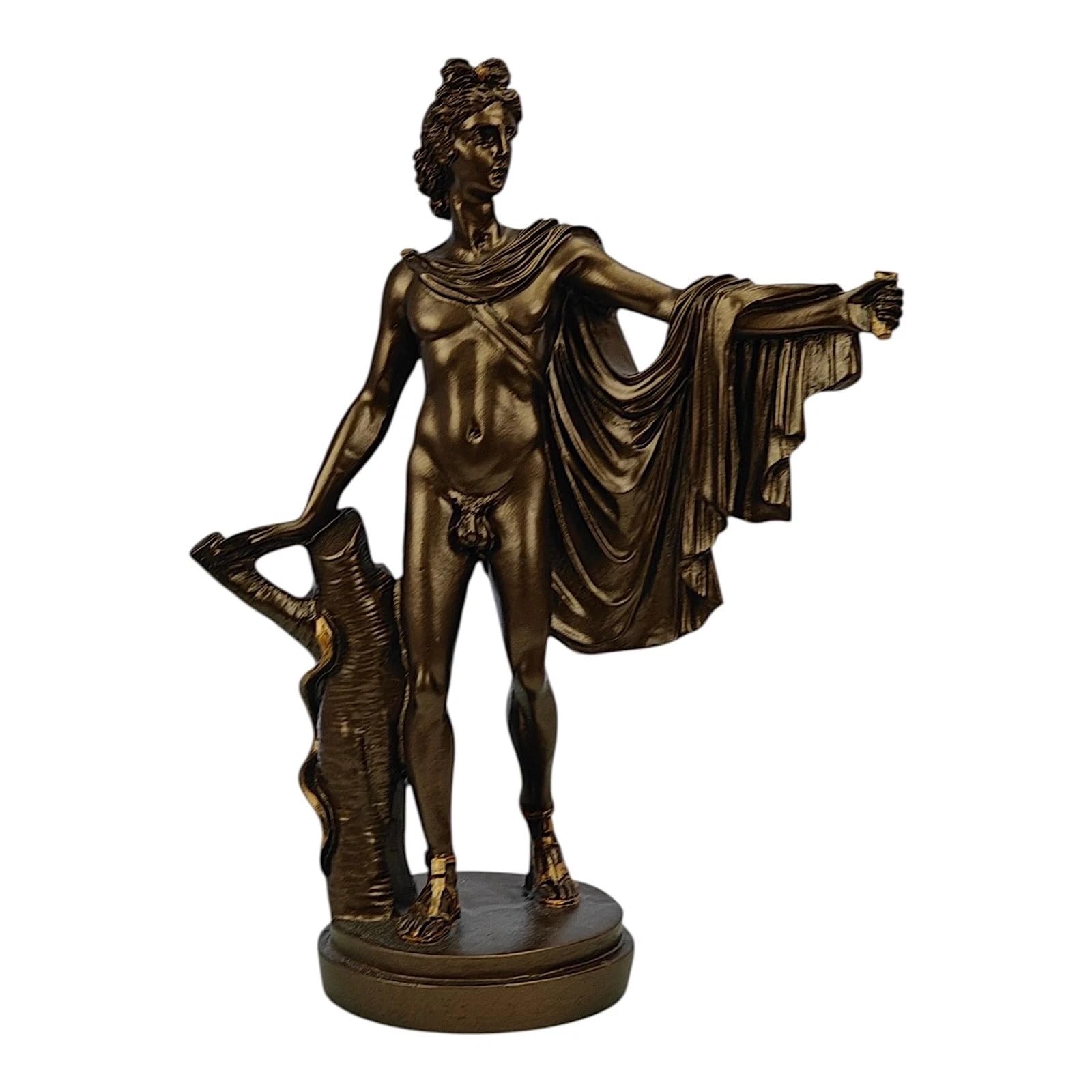 Grecki bog muzyki i światła Apollo Belvedere statuetka odlewana marmurowa rzeźba 24 cm, efekt brązu figurka artystyczna klasyczna, ręcznie wykonana w Grecji