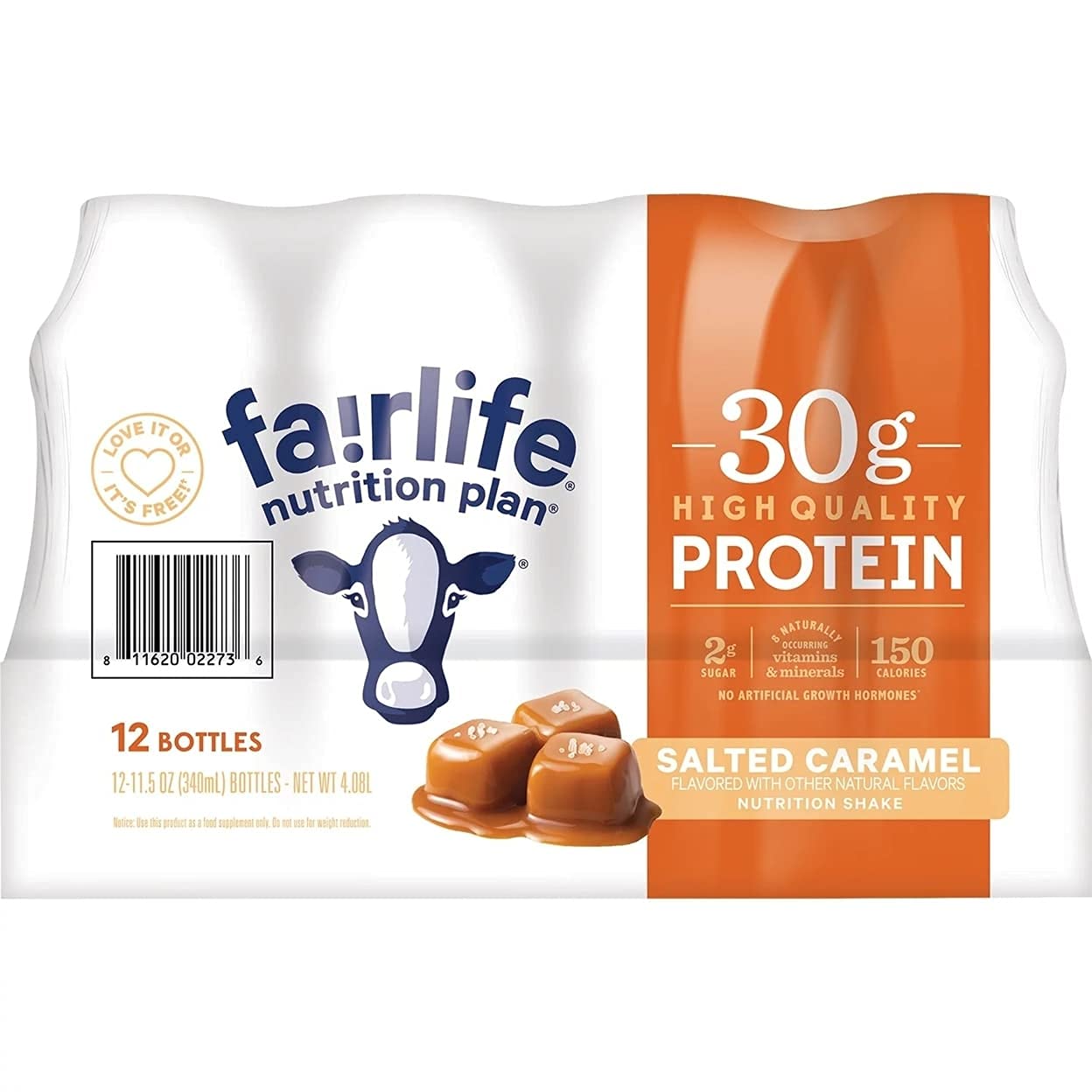 Fair Life Nutrition Plan Salted Caramel, 30g Protein Shake, 11.5 fl oz, (12 Pack) .3 pack