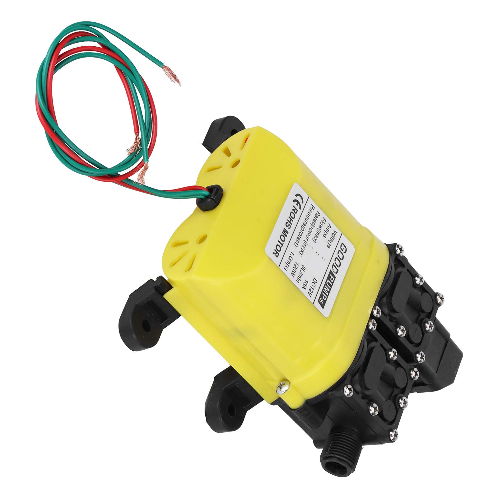 Pompe à membrane haute pression 12 V 120 W 8 L Pompe à haute pression avec connecteur en cuivre Pompe à injection d'eau automatique