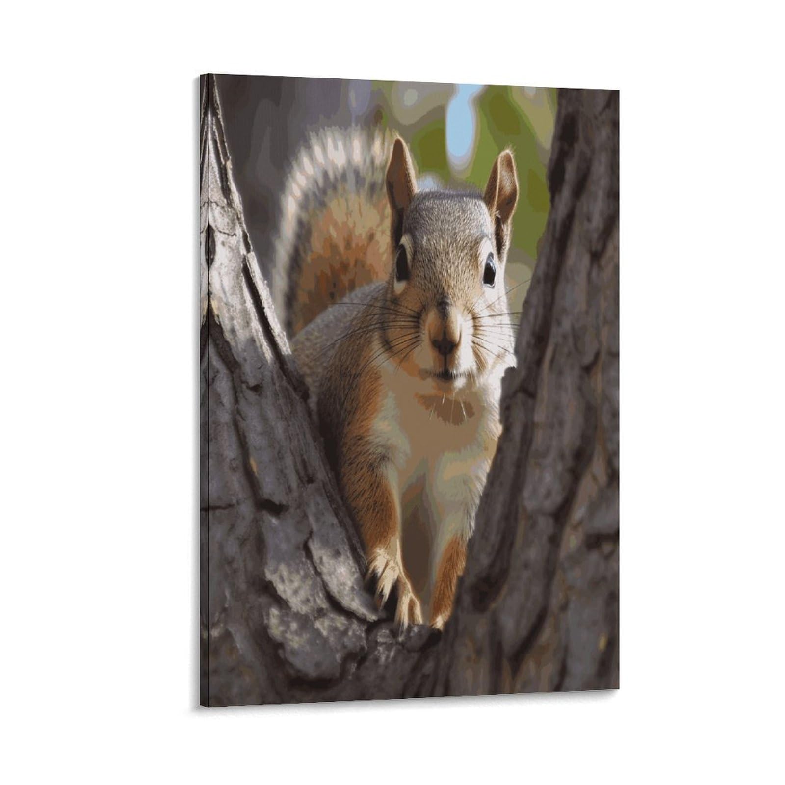 LDGSUPH Squirrel in The Tree Canvas Wall Art Prints Hangable Decor Painting for Wall Prints Painting Artwork Modern Decorative Artwork Ready to Hang Wall Pictures for Home Decor 20x30inch(50x75cm)