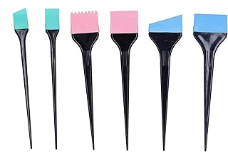 Pincéis aplicadores de tintura de cabelo, 6 peças de escova de tintura de cabelo de silicone com cerdas macias kit de coloração de cabelo para barbearia caseira salão de beleza, alvejante, ferramenta faça você mesmo, tratamentos de cabelo, conjunto de pincéis para colorir
