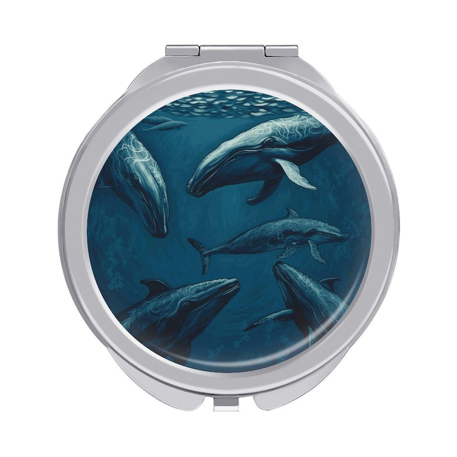FekiLoot Ocean Whale Travel Makeup Mirror 2 X /1 X Magnifying Slim Pocket Mirrors Compact for Purse Travel Makeup Mirrors for Pocket, Handbag, Purse Women Gift