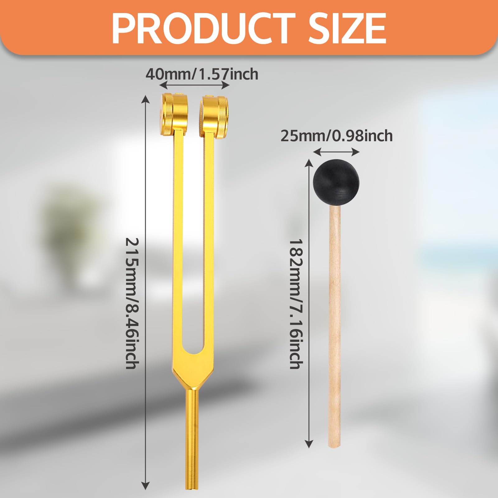 128hz Tuning Fork Hammer Aluminum Alloy Medical Non-Magnetic Body Weighted Tuning Fork + Wood Hammer for DNA Repair Healing Sound Therapy Balancing Healers Vibration Accurate Frequency (Gold) - Image 2