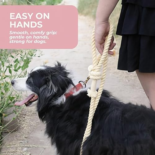 Miniatura 2 de Correa de cuerda para perro de alta calidad, correa de cuerda de algodón trenzada suave y duradera para perros medianosperros grandes, correa ligera