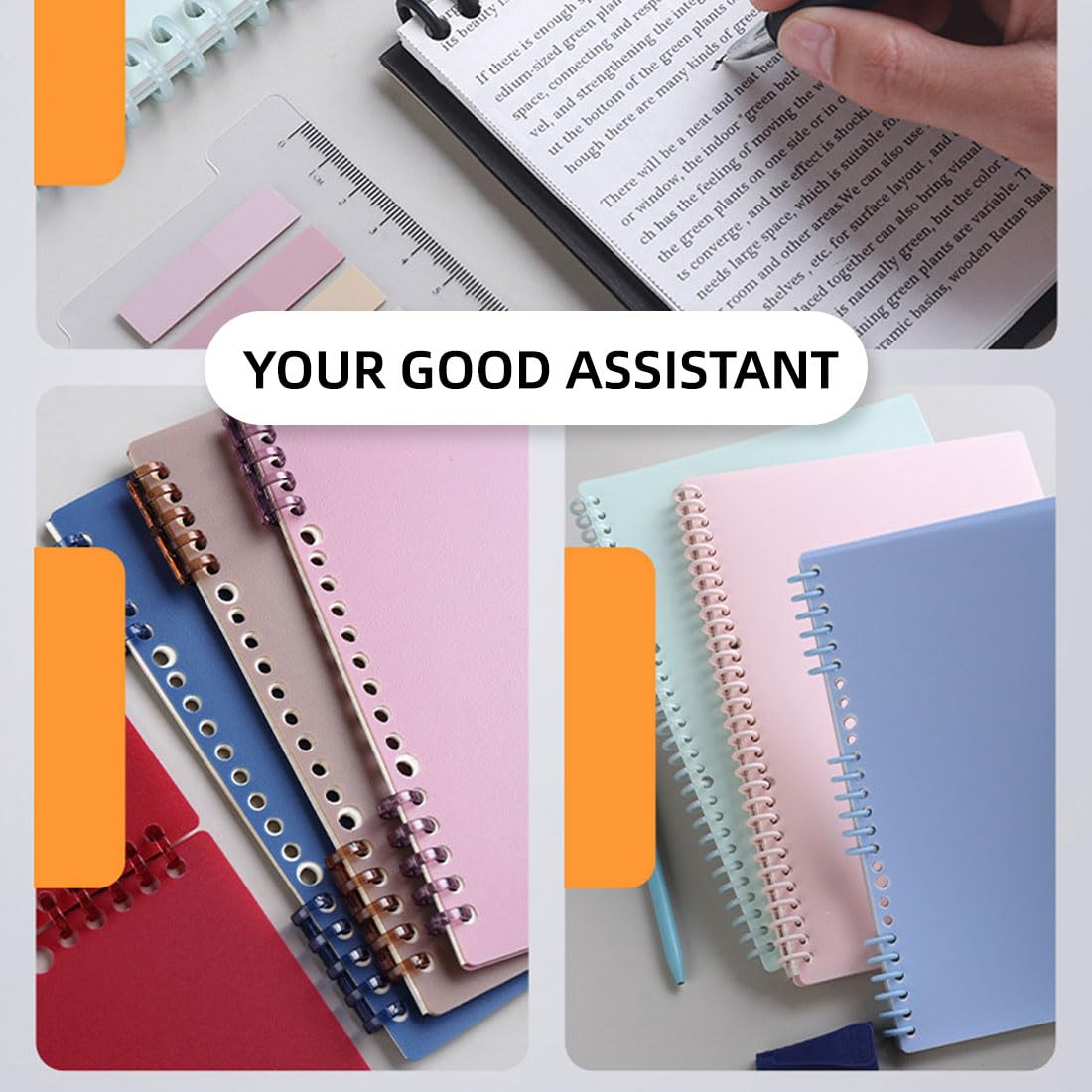 8 Pochettes Reliure HZAOPZE 30 Trous | Anneaux Plastique 12mm | Capacité 80 Feuilles | Pour Cahiers A4/A5/B5