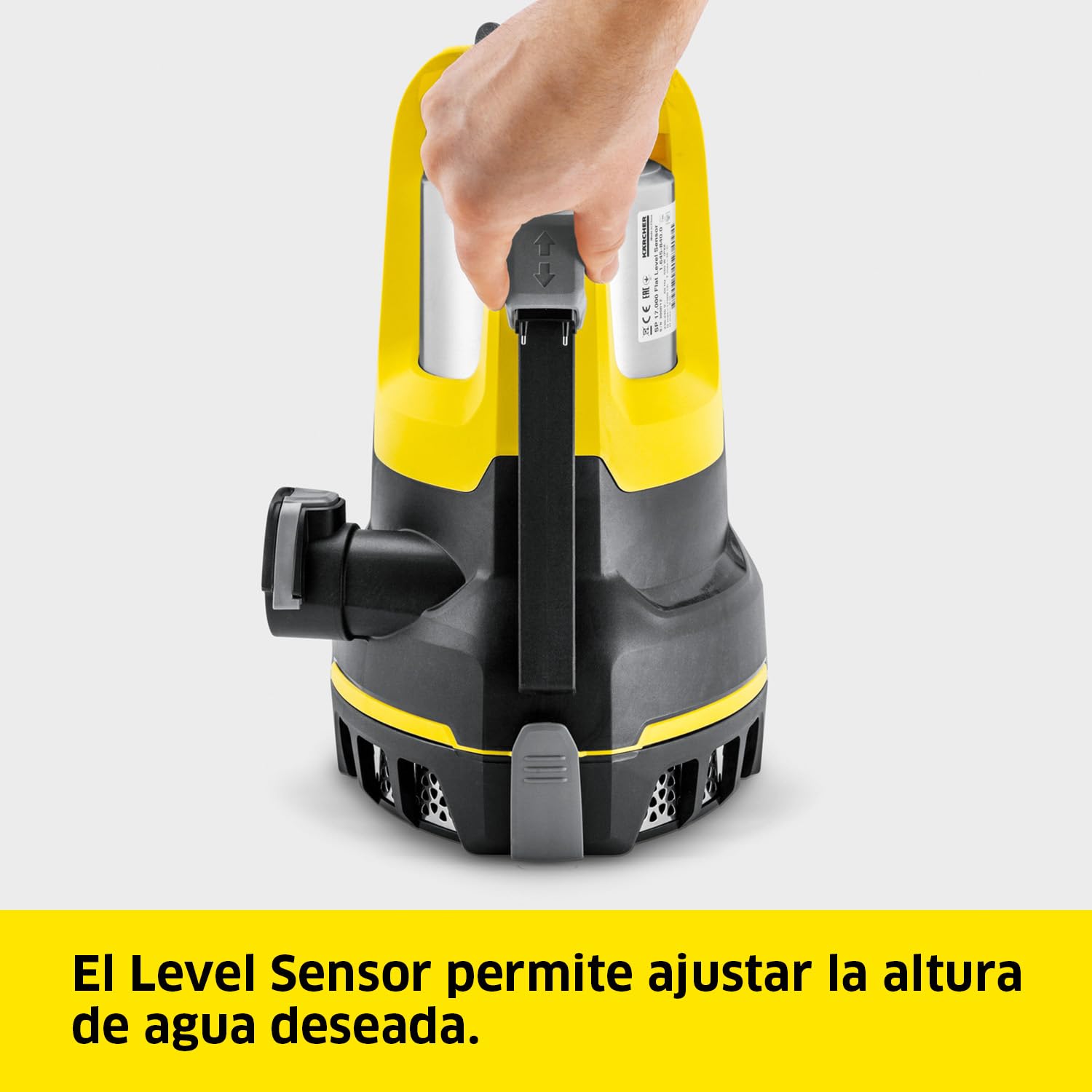 Kärcher SP 17.000 Flat Level Sensor Bomba Sumergible con aspiración en plano, Caudal: 17.000 l/h, Profundidad: máx. 7 m, Para Agua Sucia con Partículas de un Tamaño de Hasta 5 mm, Agua Restante: 1 mm