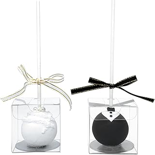 25 Pack Single Cake Pop Boxes with Hole Top, Clear Favor Boxes 2x2x2 Inches, Macaron Boxes, Clear Gift Box, Mini Plastic Treat Boxes for Birthday Wedding Baby Shower Party