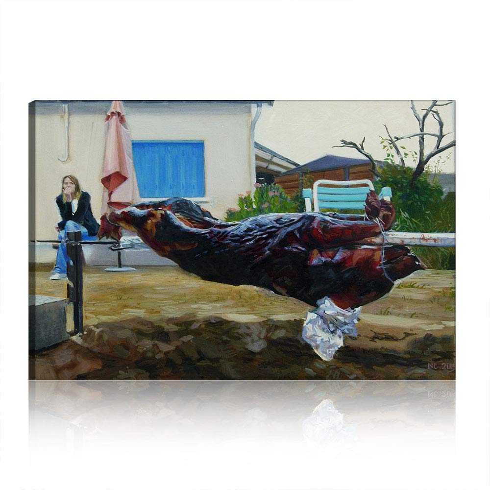 Peinture rôti de cochon de lait sur toile premium encadrée 50x70 cm