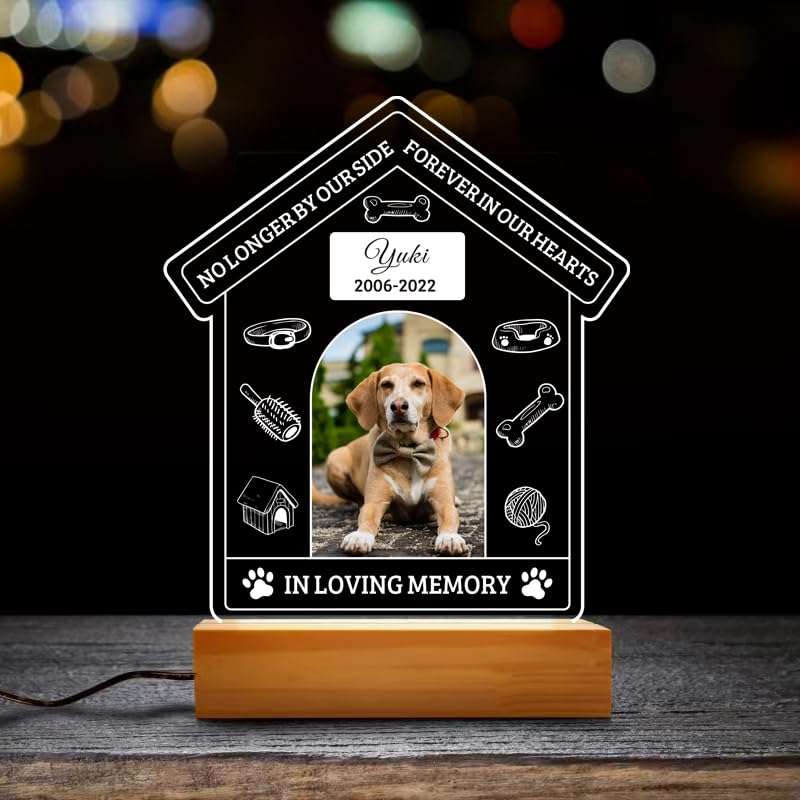 Crezusvo Pet Memorial Gifts for Dogs, Personalized Pet Memorial Night Lights, Dog Memorial Gifts for Loss of Dog, Loss of Dog Sympathy Gift, Dog Bereavement Remembrance Picture Frame