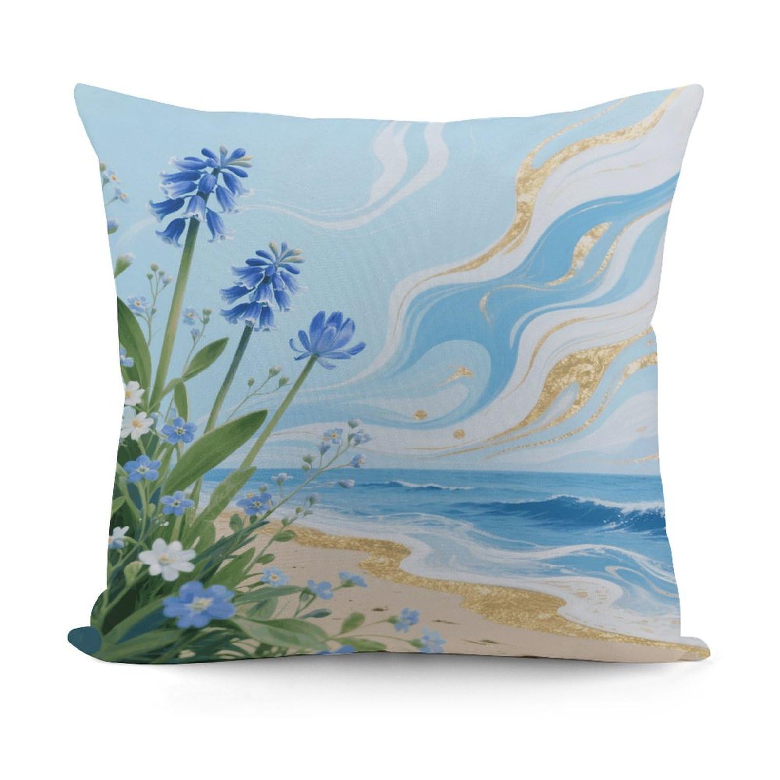 VstaDank Hawaii Floral Blue Throw Pillow Cover Soft Square Cushion Cover Art Artwork Pillow Covers Mordern Couch Pillow Covers Decorative Cushion Case for Chair Couch Bedroom Living Room