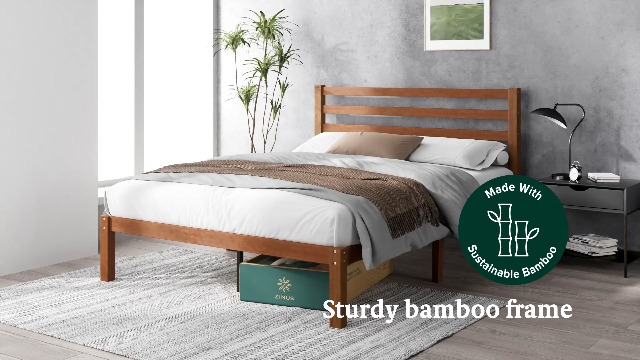 Amazon.com: Zinus Leah Bamboo Platform Bed Frame with Headboard