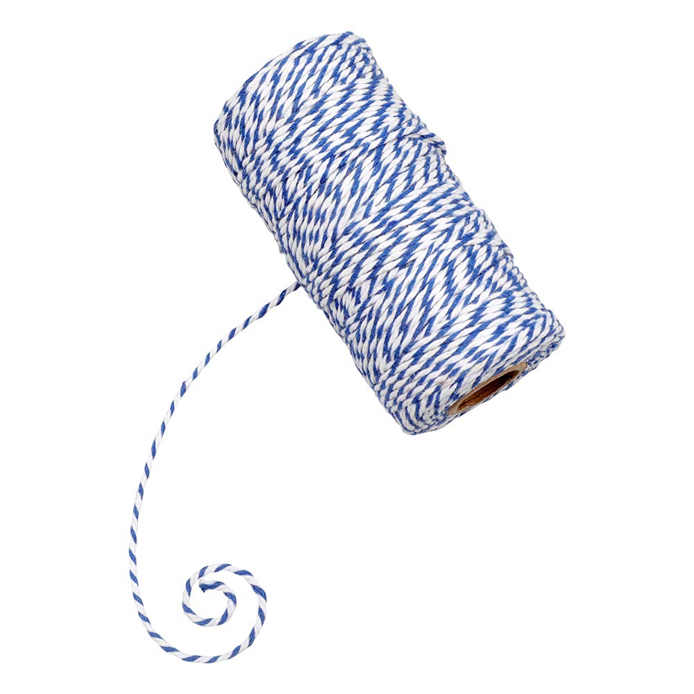KINGLAKE natur Jute Bindfäden 300 Füße Best Kunst Handwerk Geschenk Bindfäden Weihnachten Bindfäden Industrie-Verpackung Materialien Langlebig Saite für Anwendungen im Garten Dark Blue & White