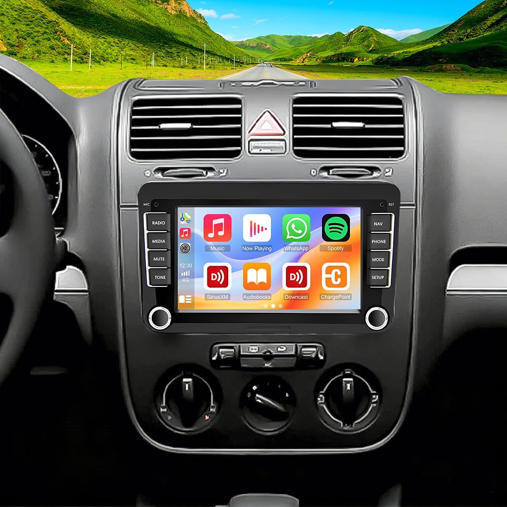 Radio samochodowe z systemem Android 14, 2 DIN, do VW Golf 5, 6, Passat Touran, Tiguan, EOS z bezprzewodowym systemem Carplay, Android, podwójne radio DIN, 7 cali, ekran dotykowy z nawigacją GPS, WiFi
