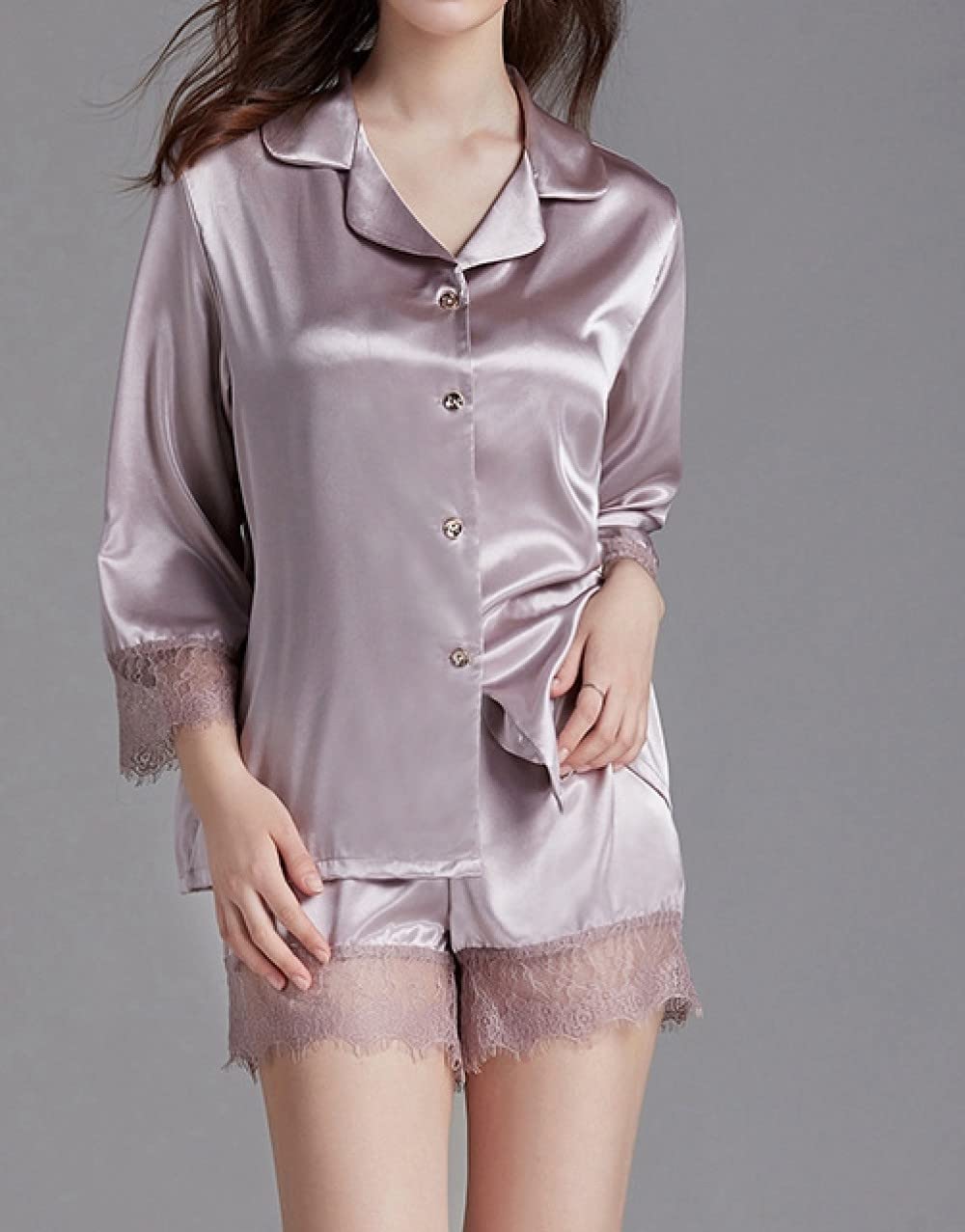 Pijama De Mujer Manga Corta,Pijama De Manga Corta Para Mujer, Morado Claro, Con Puños Recortados, Conjunto De 2 Piezas, Pijama Suave Y Cómodo Para Mujer, Ropa De Descanso, Regalo Del Día De La Ma