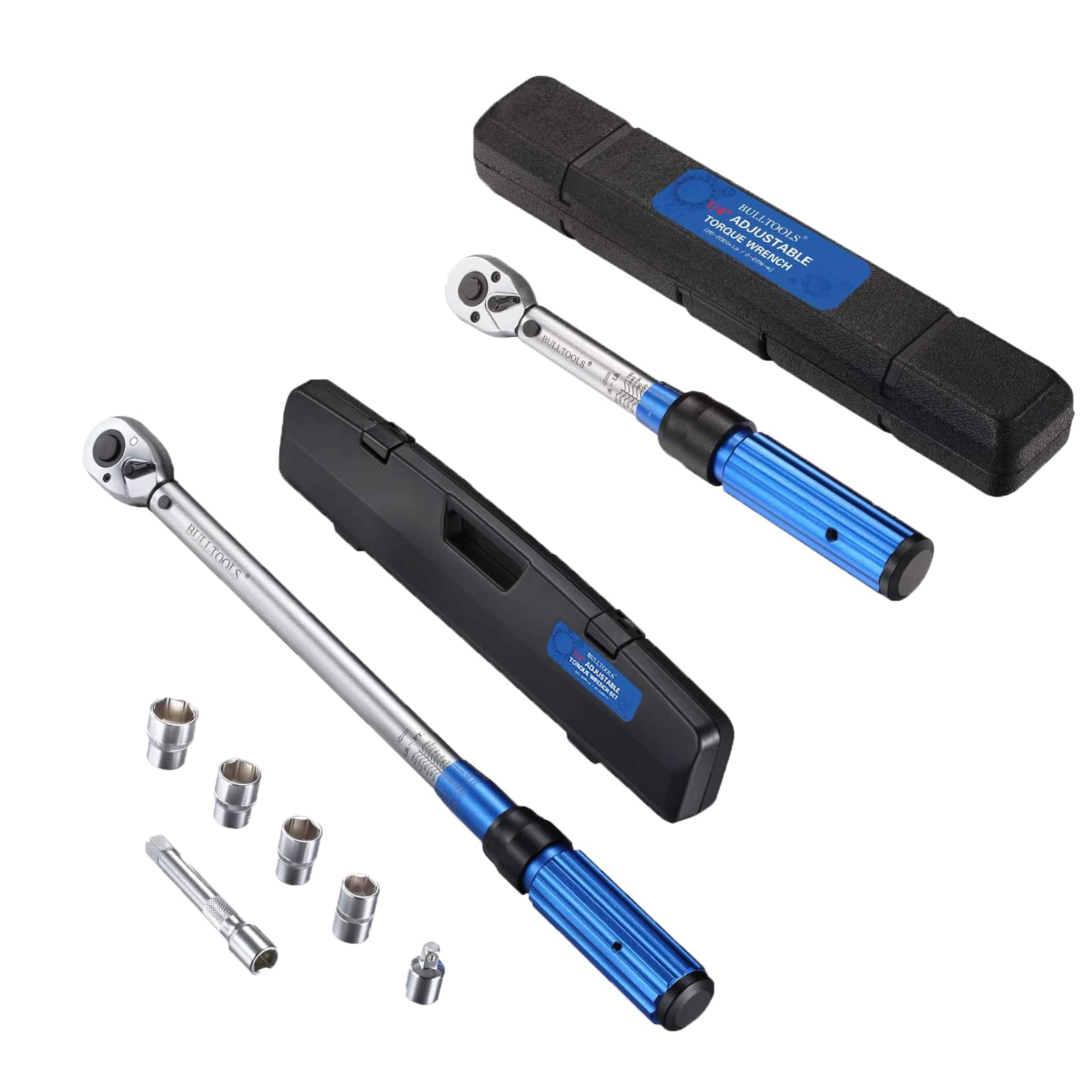 BULLTOOLS1/4-inch & 1/2-inch Drive Dual-Direction Click Torque Wrench 90-tooth High Accuracy Torque Wrench (20-200in.lb / 2.26-22.6Nm & 10-160ft.lb / 10-220Nm)