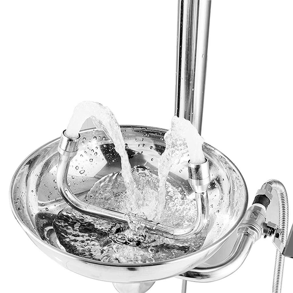 Station de Lavage oculaire d'urgence, Ensemble combiné de Lavage oculaire et de Douche avec débit d'eau de 12 L/Min, en Acier Inoxydable 304.