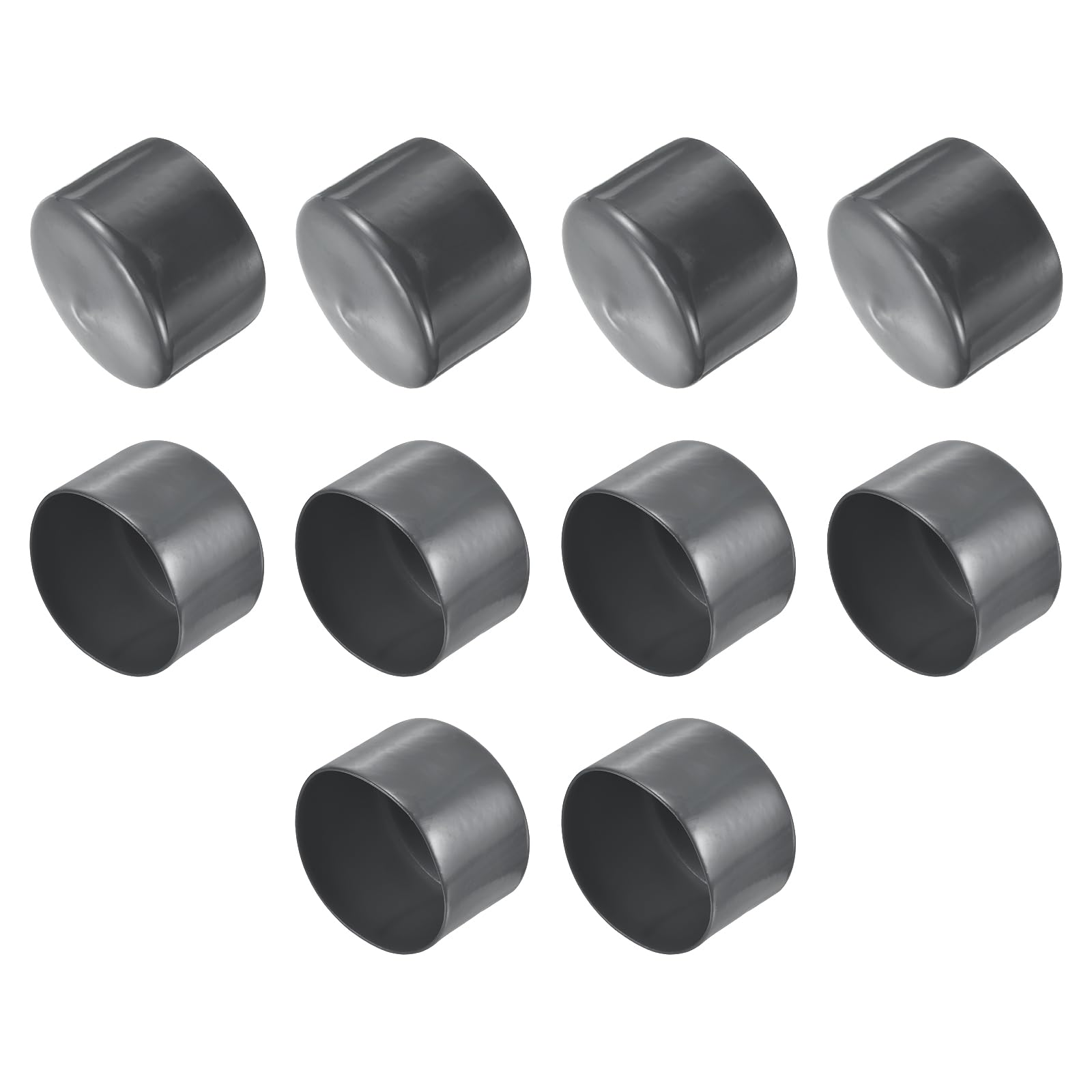 uxcell 10pcs Rubber End Caps 80mm ID Vinyl Round End Cap Cover Screw Thread Protector Dark Grey